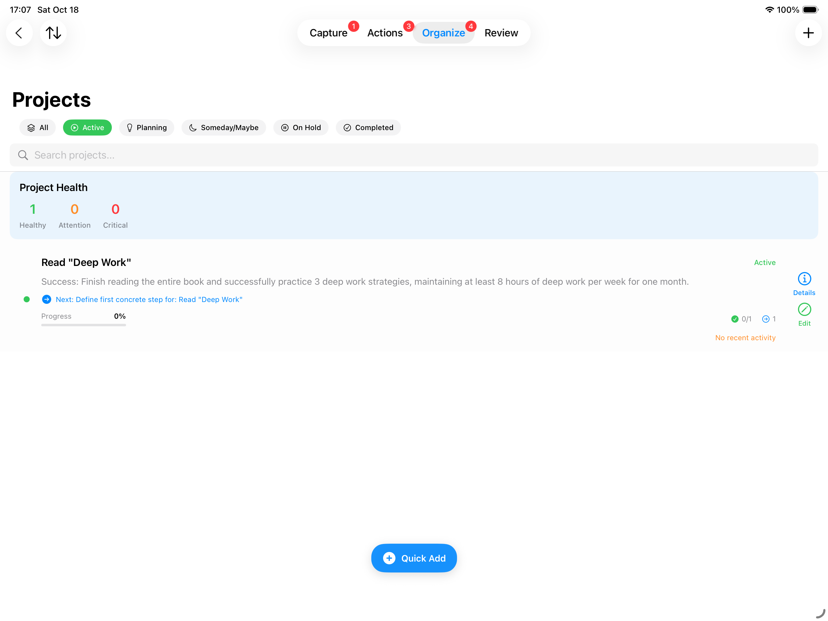 iPad Project Management Interface